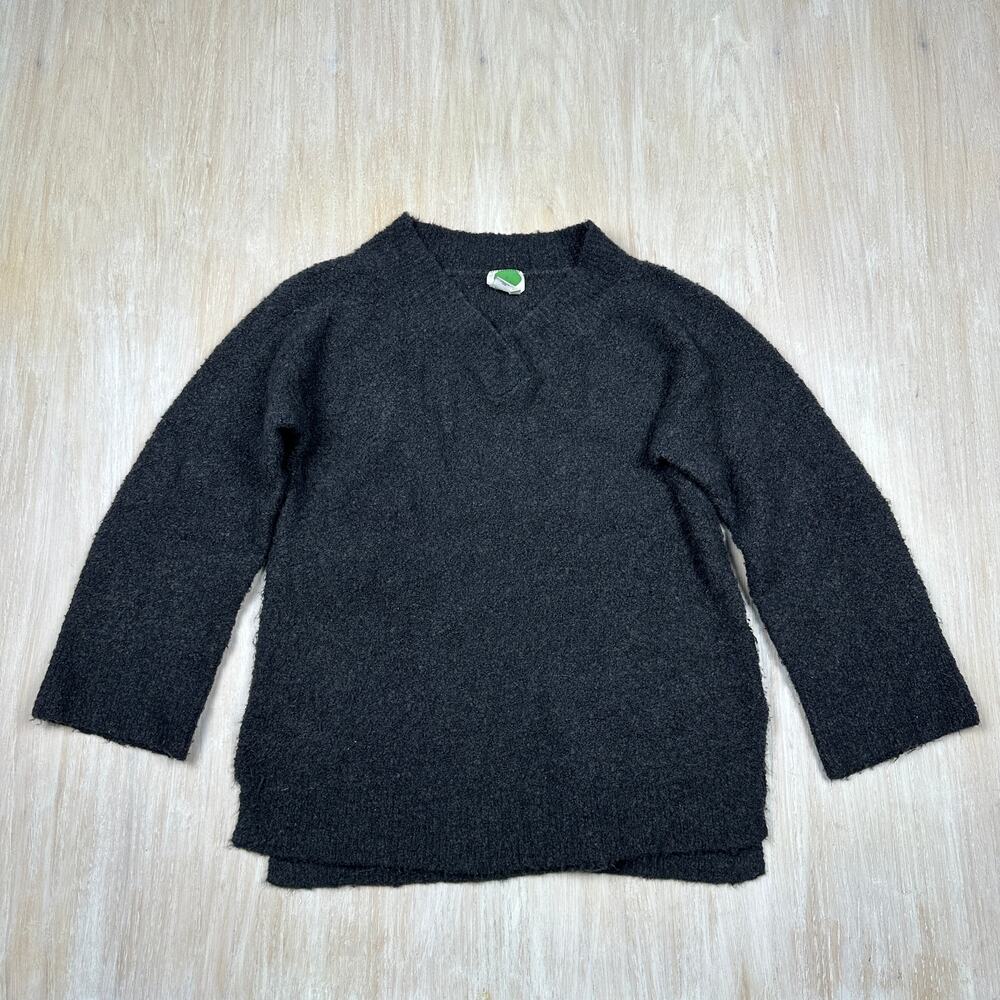 Anthropologie Gray V-Neck Lagenlook Nordic Cozy Knit Pullover Sweater Small